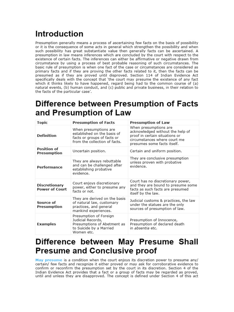 Presumption Under Indian Evidence Act | PDF | Theft | Marriage