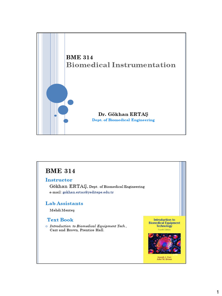 Biomedical Instrumentation Course Overview | PDF