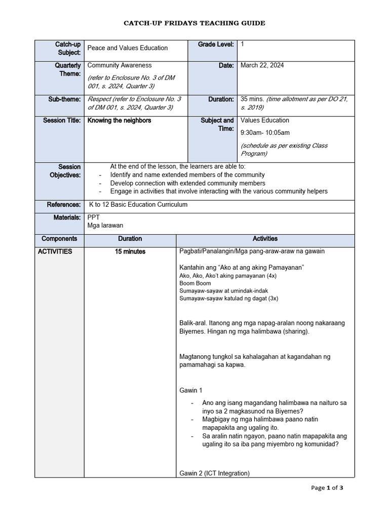 Cuf Week 8 Values Education Pdf