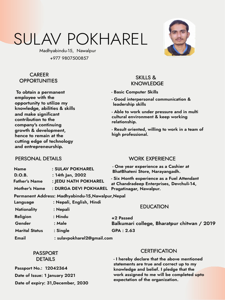 Resume of Sulav Pokharel | PDF
