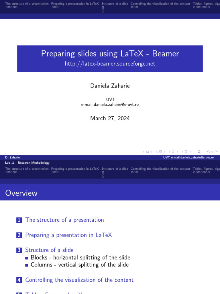 LaTeX Presentation Structure Guide | PDF | Methodology | Computing