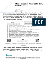 CBSE Class 12 Maths Question Paper 2024, 2023, 2022, 2020, 2019 PDF Download
