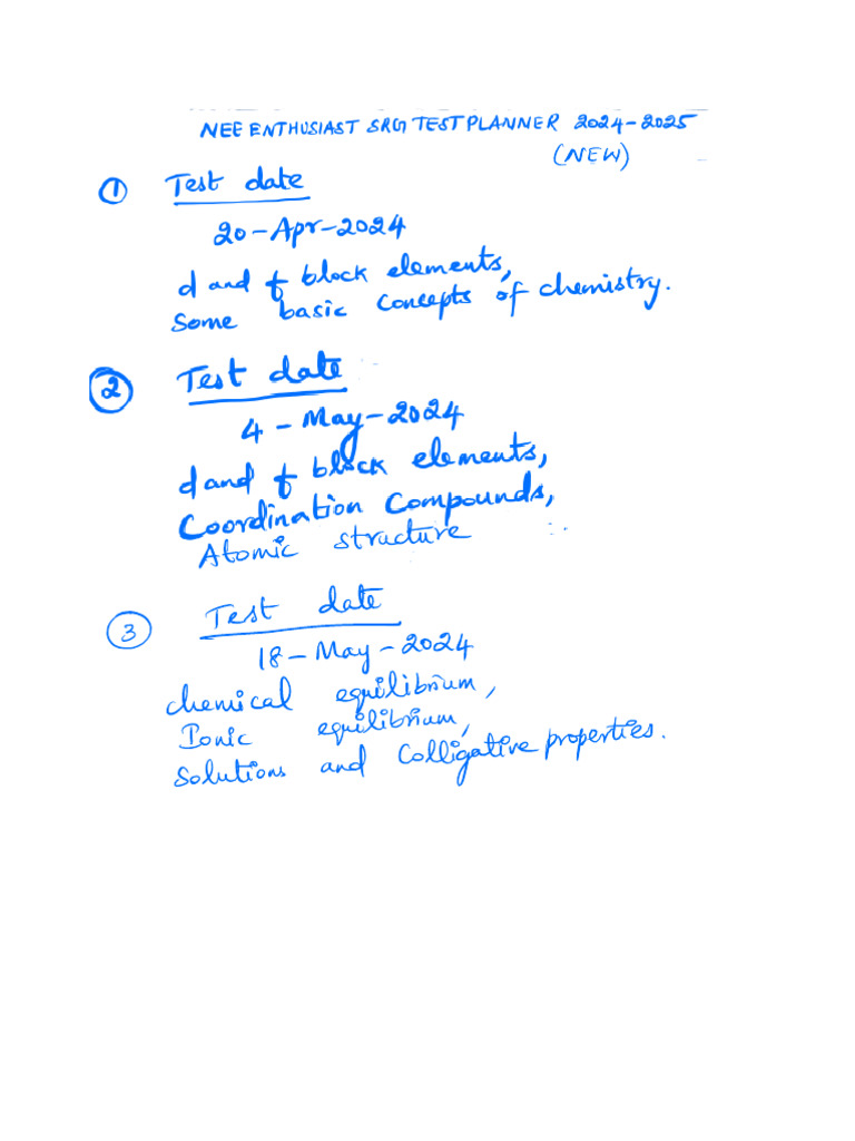 Neet Enthusiast Srg Test Planner 2023 24 D Pdf