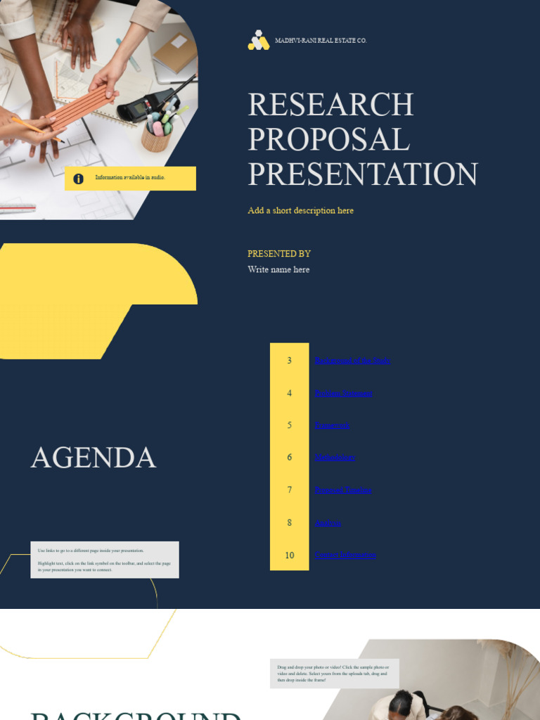 Research Proposal Business Presentation in Dark Blue Yellow Geometric ...
