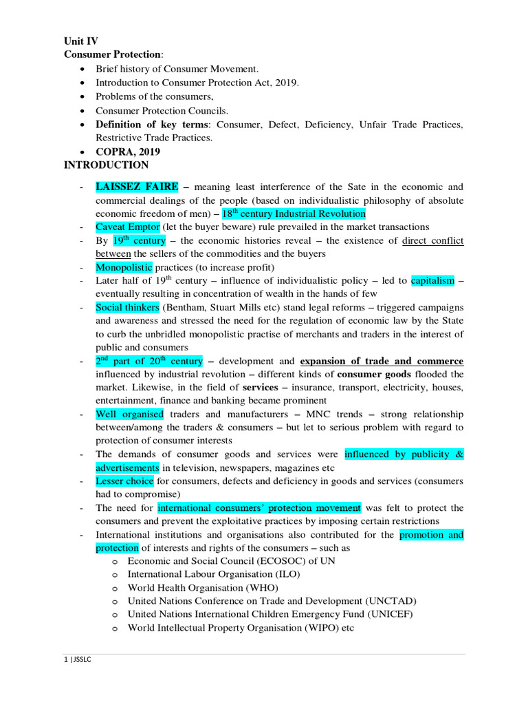 Part I Unit Iv Copra 2019 Download Free Pdf Consumer Protection