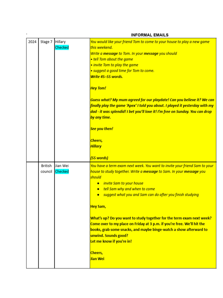 Informal Email Writing Examples | PDF