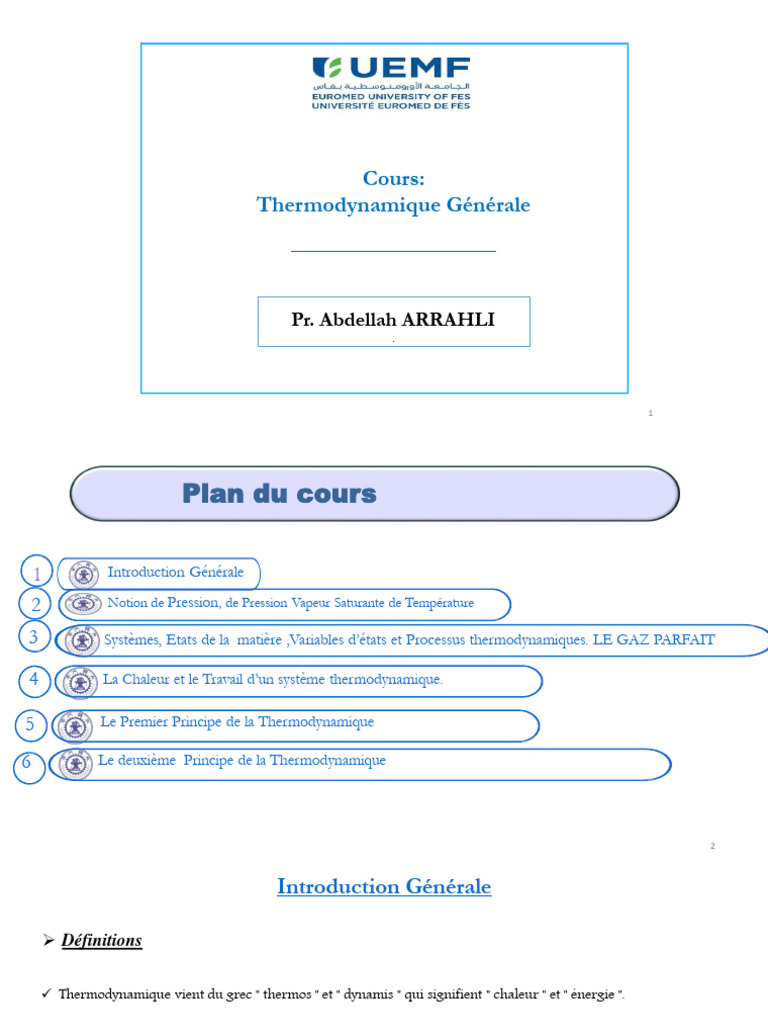 Notions de Pression et Thermodynamique | PDF | Thermodynamique | Pression