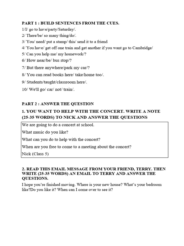Sentence Building and Email Writing Guide | PDF