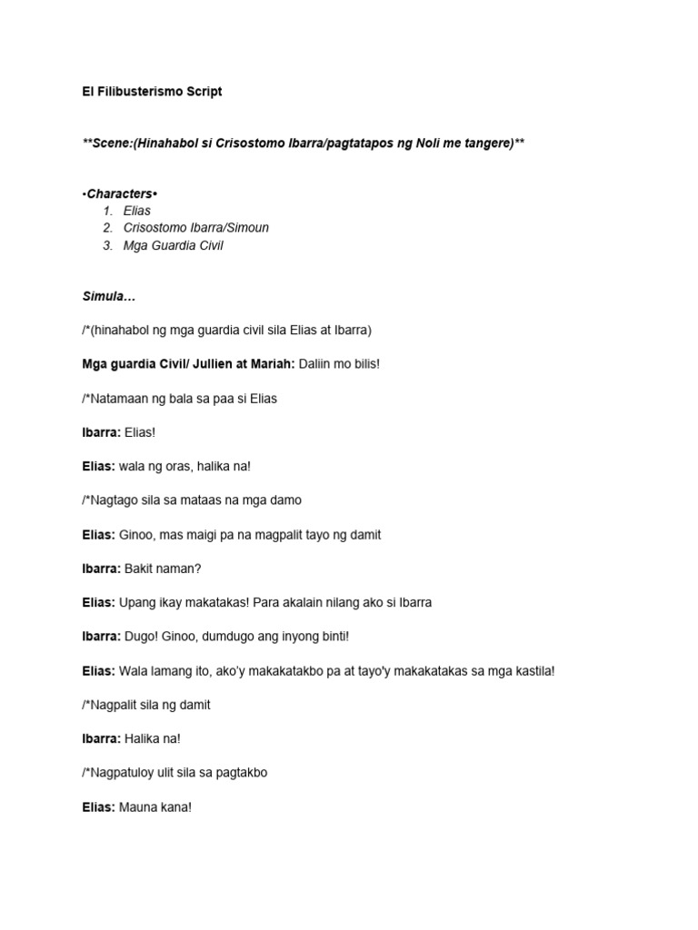 El Filibusterismo Script Group 1 | PDF
