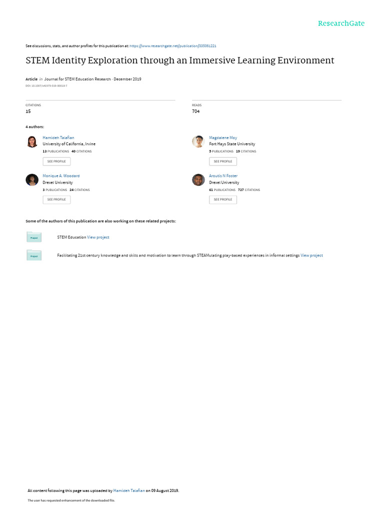 Talafian Et Al-2019-Journal For STEM Education Research | PDF | Survey ...