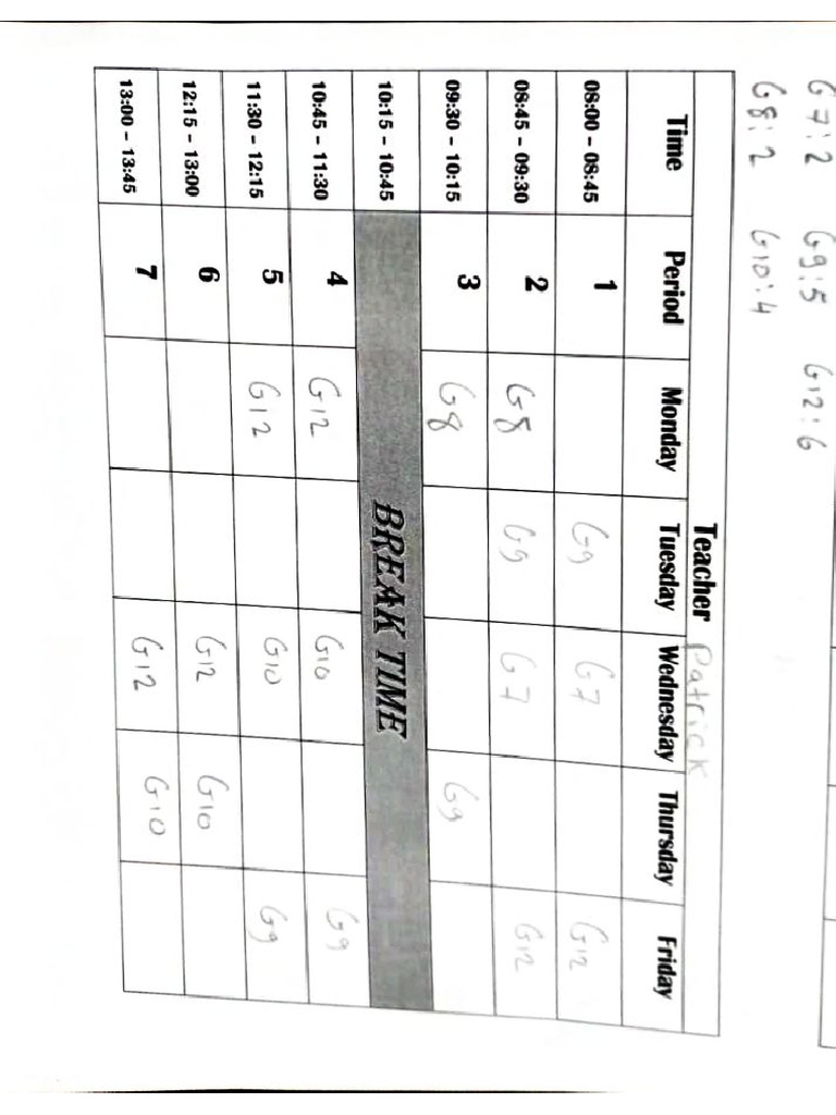 Sample time table | PDF