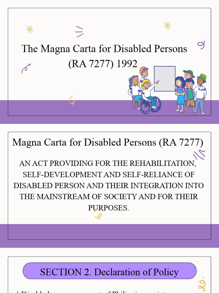 Magna Carta for Disabled Persons RA 7277 | PDF | Special Education ...