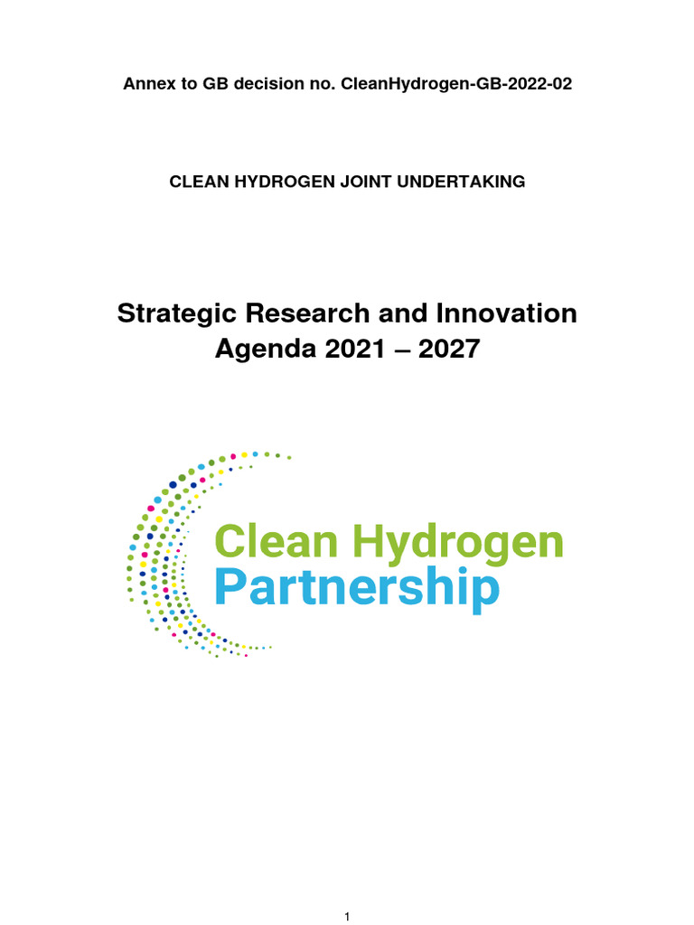 Clean Hydrogen R&I Agenda 2021-2027 | PDF | Climate Change Mitigation ...