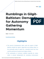 Rumblings in Gilgit-Baltistan - Demands For Autonomy by S A Shah