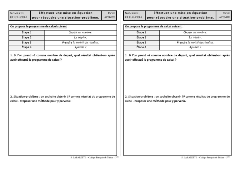 Résoudre des problèmes de calculs simples | PDF