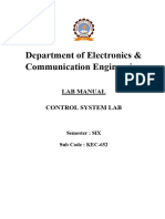 Control System Lab Manual (Kec-652)