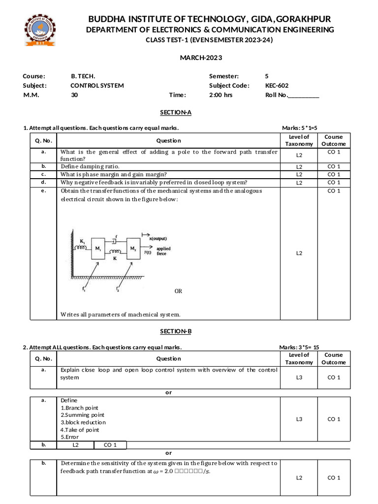 Control System | PDF | Electrical Engineering | Electronics