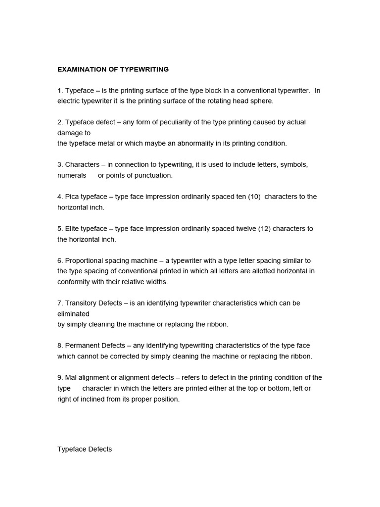 Examination of typewriting pdf typewriter typefaces