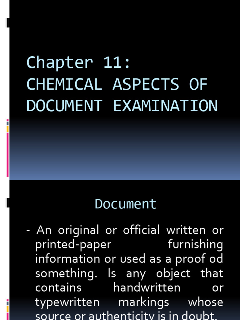 Document Examination: Chemical Analysis | PDF | Ink | Paper