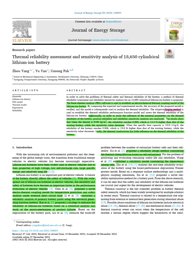 1 Thermal Reliability Assessment And Sensitivity Analysis 2023