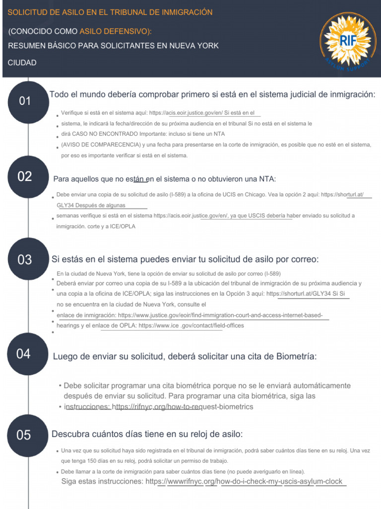 Asylum Application Roadmap Spanish Translation | PDF