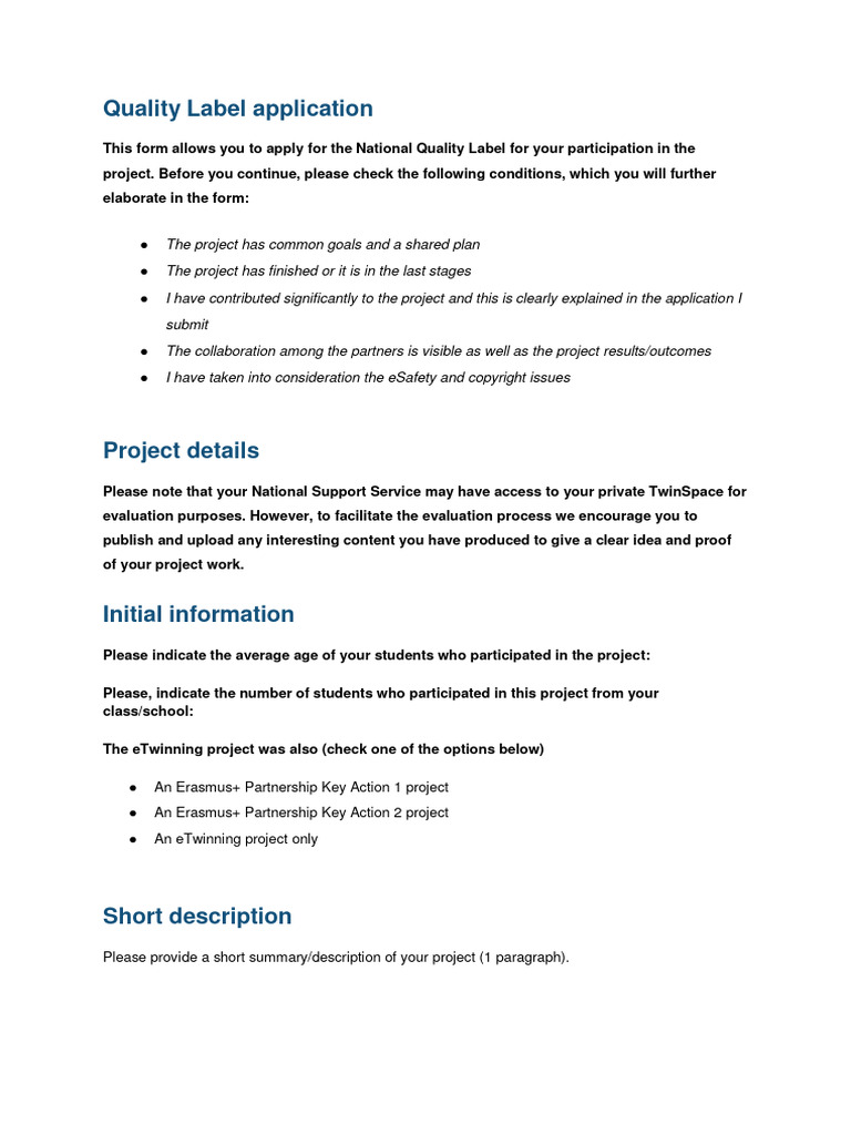 Quality Label Application - Second Graders Learn English | PDF ...