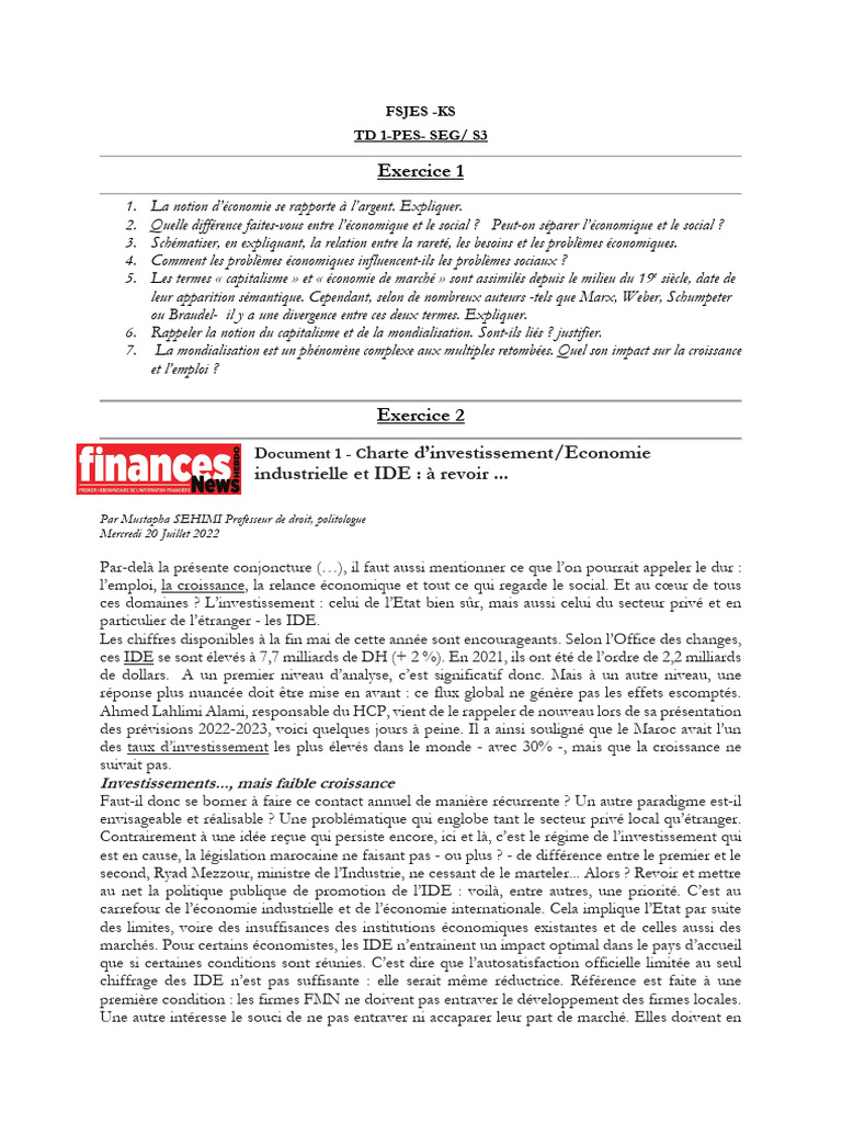 Investissements et croissance au Maroc | PDF | Maroc | Investir