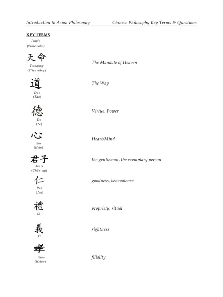 Chinese philosophy terms and questions pdf confucianism tao