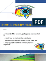 Session 8A- Formulating Behavioral Objectives