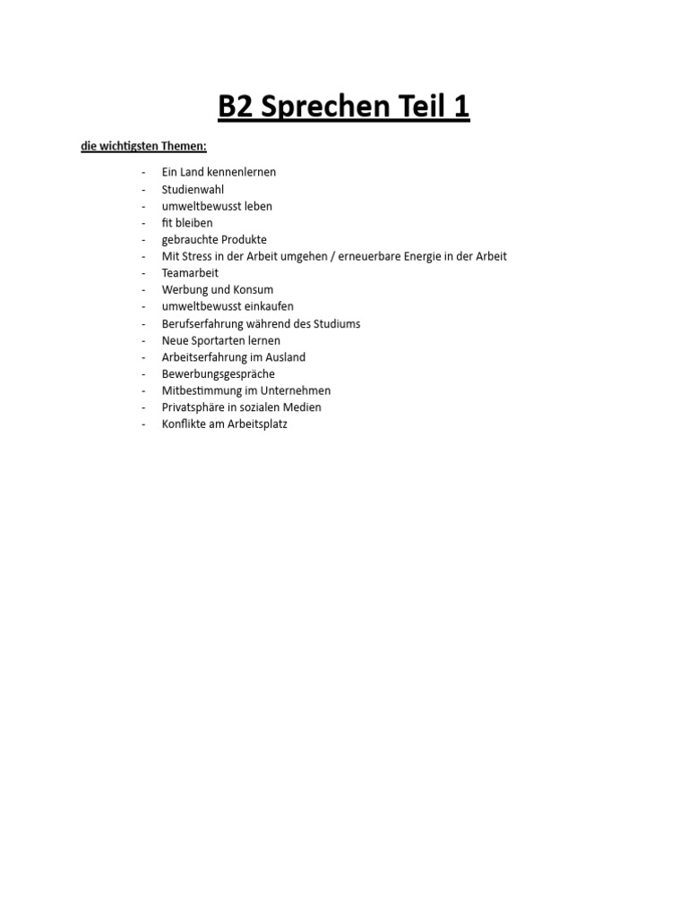 B2 Sprechen Teil 1 Updated | PDF