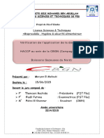 Vérification de L'application de La Démarche HACCP Au Sein de La CBGN (Compagnie Des Boissons Gazeuses Du Nord) - El Mellouki Me