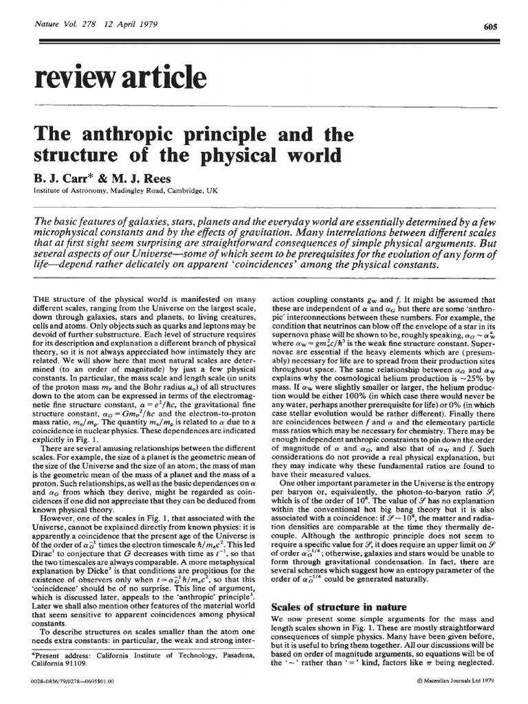 Review Article on Anthropic Principle