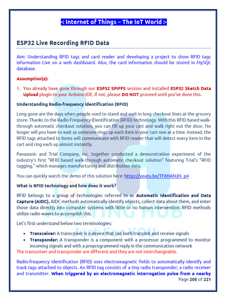Esp32 rfid live mysql pdf radio frequency identification radio