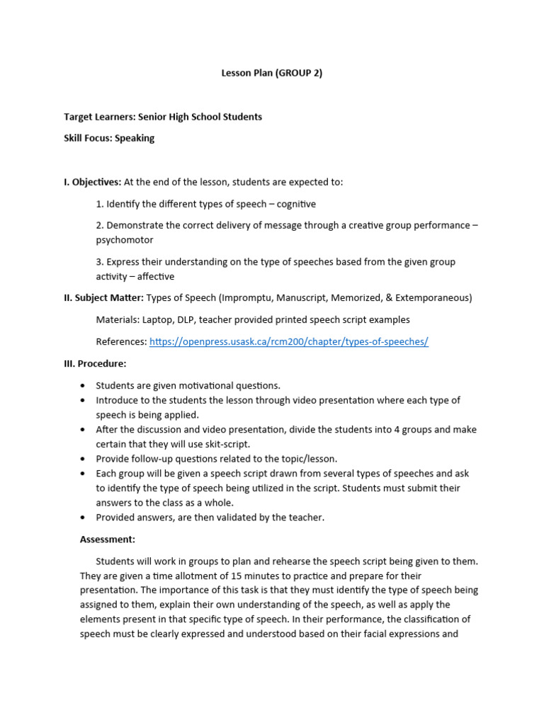 Final Lesson Plan | PDF | Lesson Plan | Rubric (Academic)