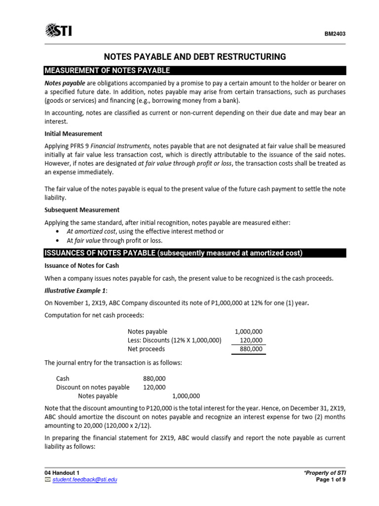 04 Handout 1 | PDF | Fair Value | Promissory Note