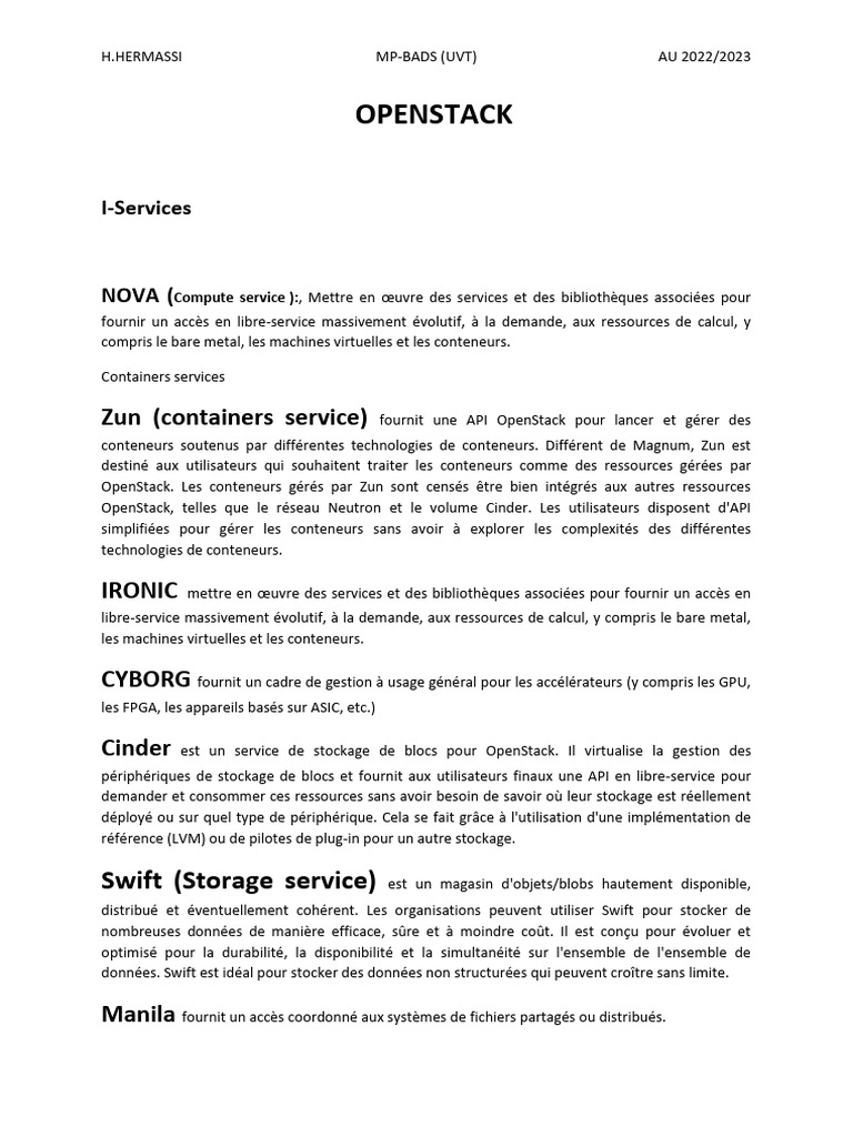 Développement d'applications OpenStack | PDF | OpenStack | Gestion ...