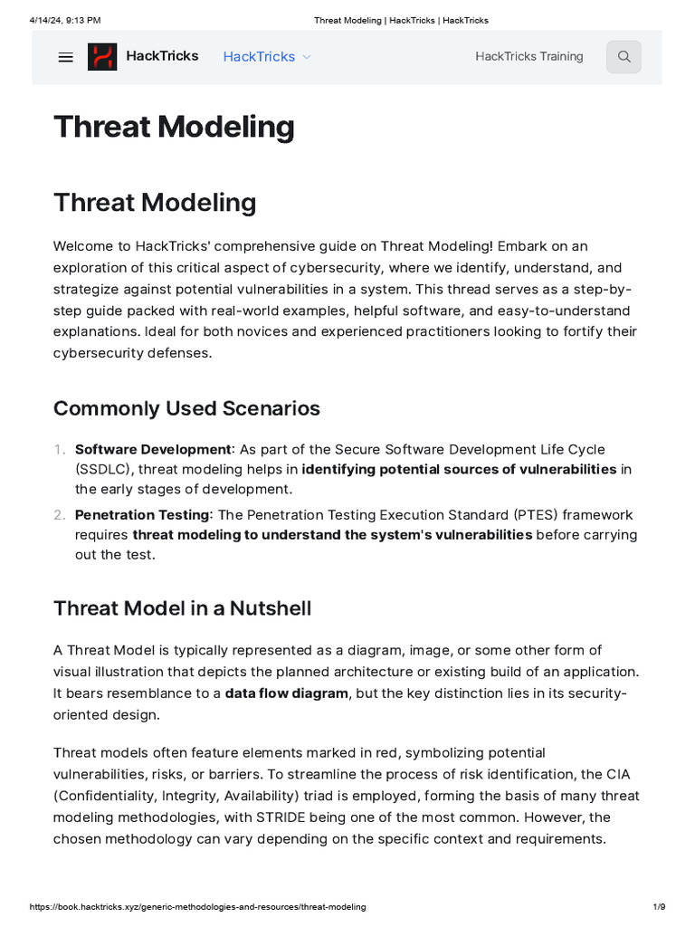 Threat Modeling Guide for Cybersecurity | PDF | Information Security ...