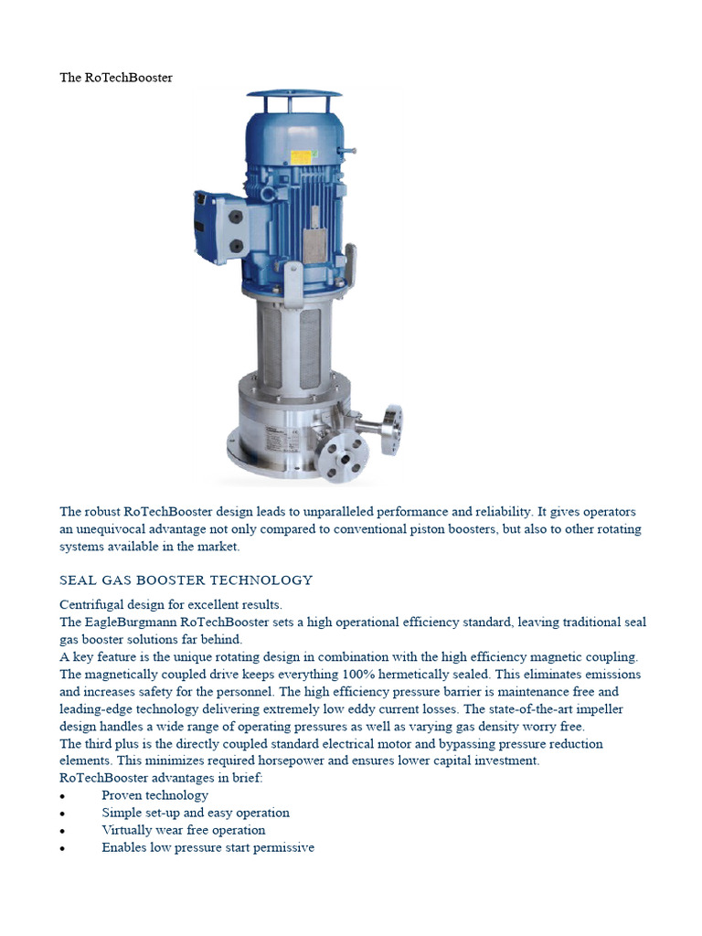 RoTechBooster: Advanced Seal Gas Solution | PDF | Gases | Reliability ...