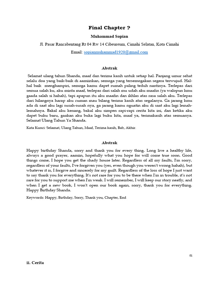 Final Chapter | PDF