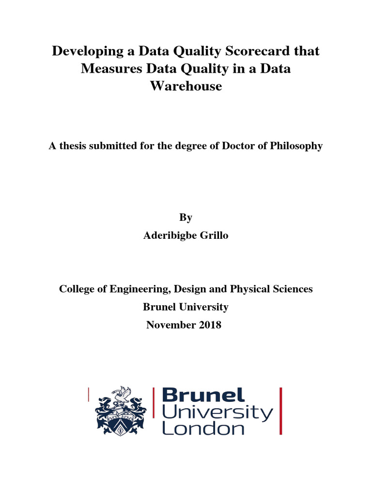 Full Text Thesis | PDF | Data Quality | Methodology