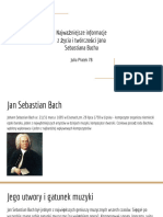 Najważnejsze Informacje Z Życia I Twórczości Jana Sebastaina Bacha Julia Płatek 7B Muzyka