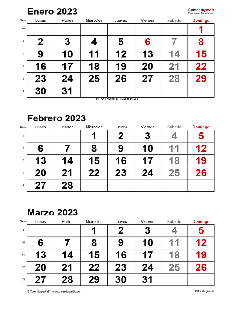 Calendário De Página Anual, 3 Meses, Trimestral