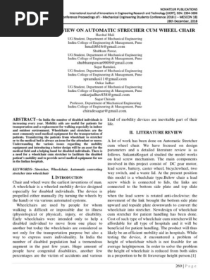 A Literature Review on Automatic Strecher Cum Wheel Chair