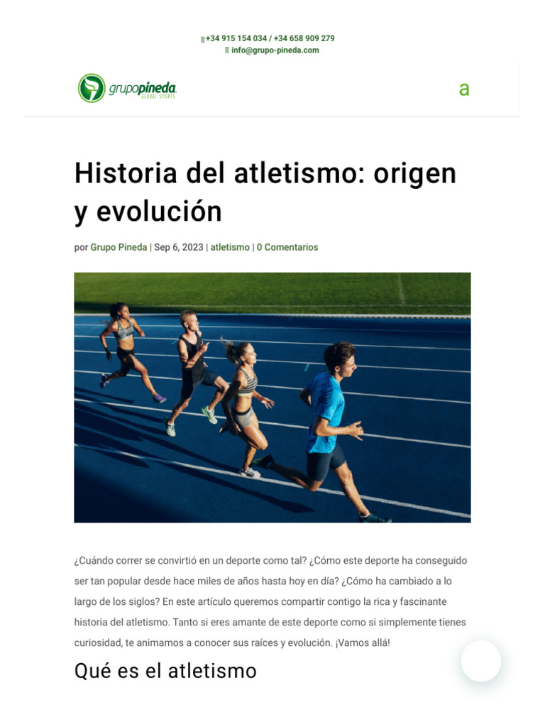 Historia y evolución del atletismo | PDF | Deporte del atletismo | Deportes