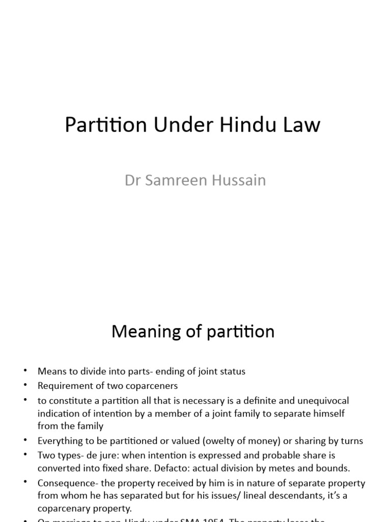 Partition Under Hindu Law Download Free PDF Justice Crime & Violence