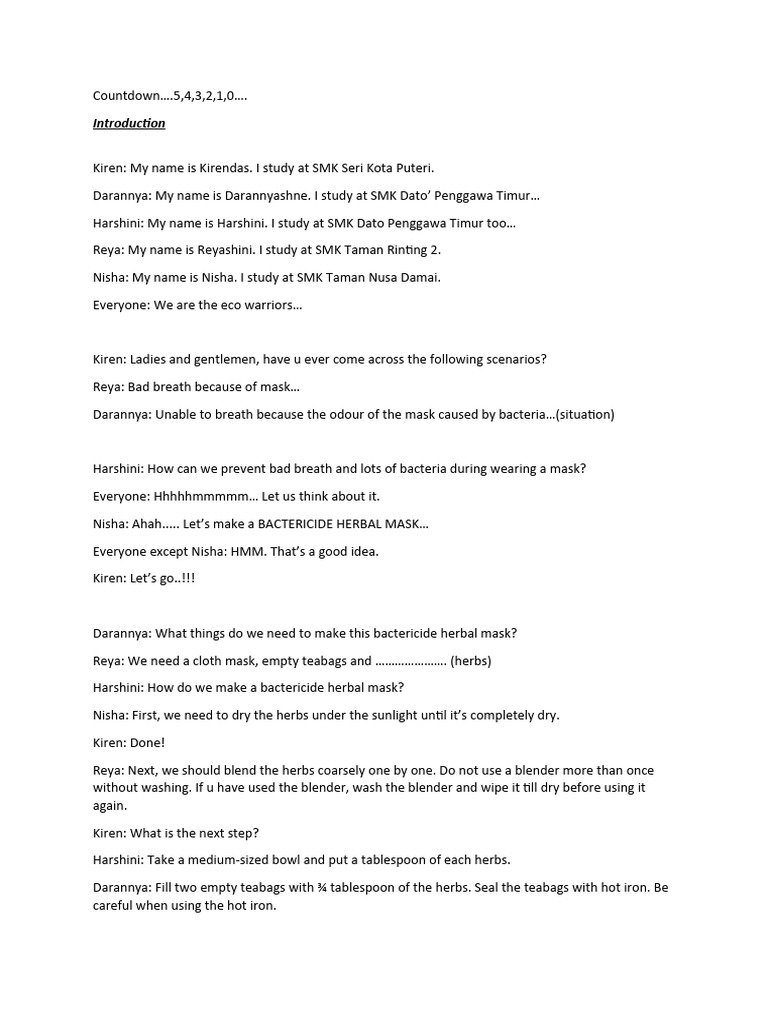 YIC Pitch Video Script | PDF