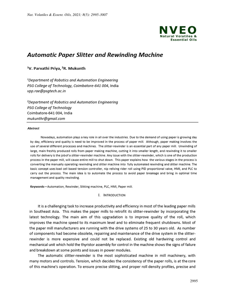 Automatic Paper Slitting and Rewinding Machine | PDF | Manufactured ...