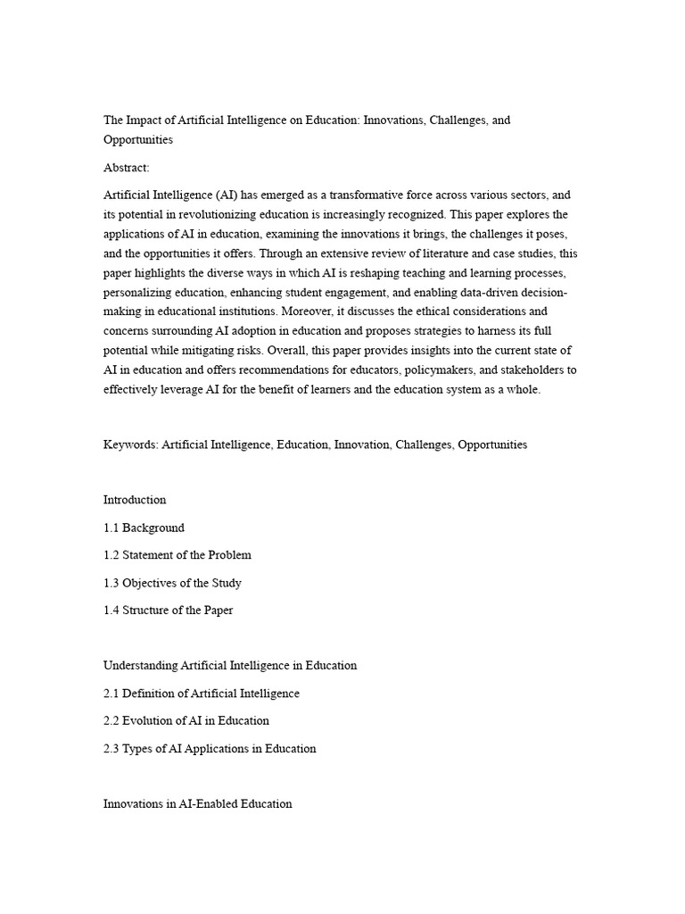 AI's Role in Transforming Education | PDF | Artificial Intelligence ...