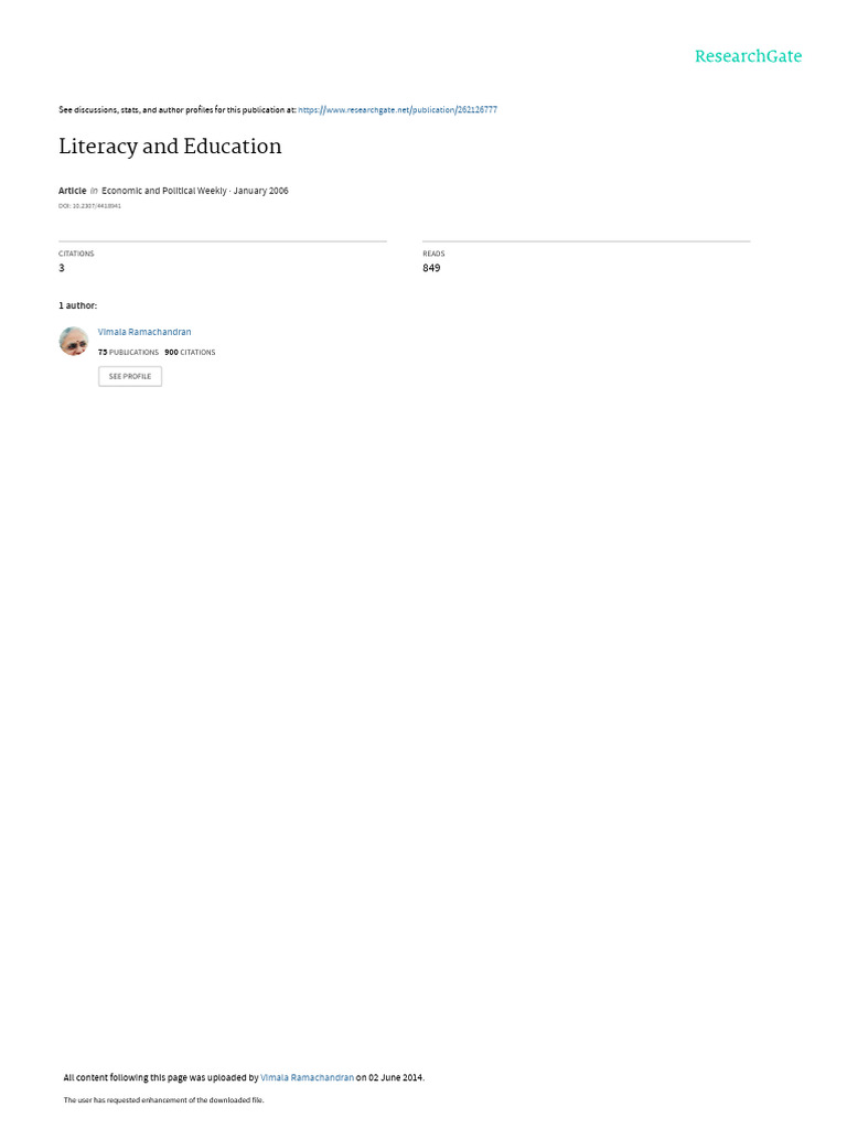 Literacyandedun Nov 2006 Pdf Literacy Empowerment
