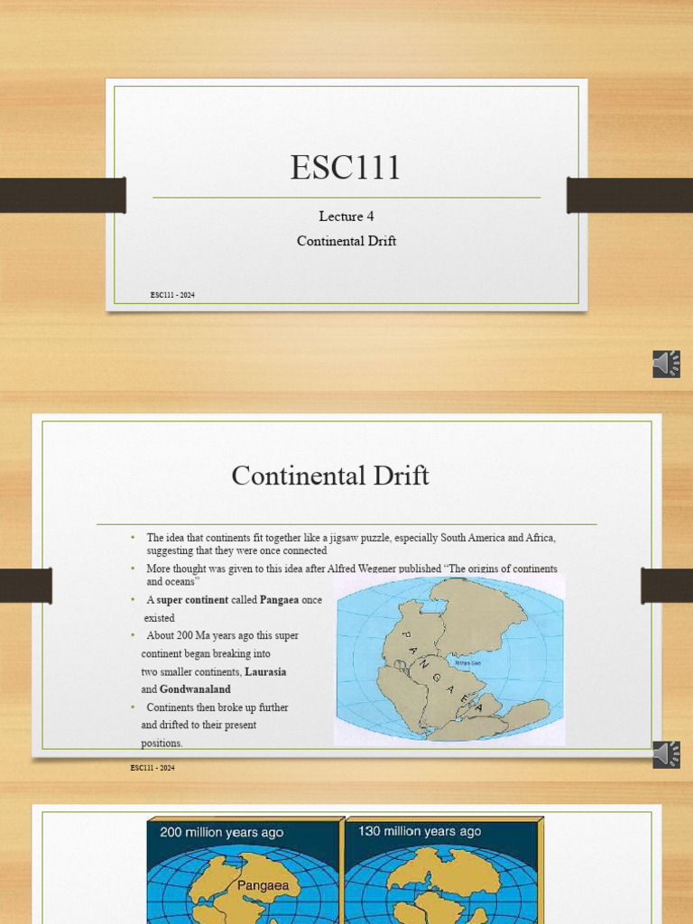 ESC111+Lecture+4+ +Continental+Drift 1 | PDF | Continent | Glacier